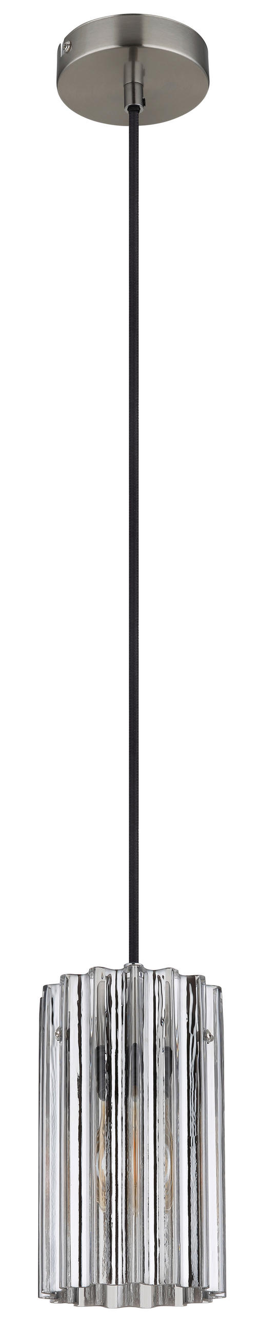 HÄNGELEUCHTE 11.5/120 cm    - Klar/Nickelfarben, Design, Glas/Metall (11.5/120cm) - Globo