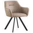 ARMLEHNSTUHL  Stoffauswahl, Sitzfläche 180° drehbar Mikrofaser  - Beige/Schwarz, Design, Textil/Metall (58,5/78,5/60cm) - Hom`in