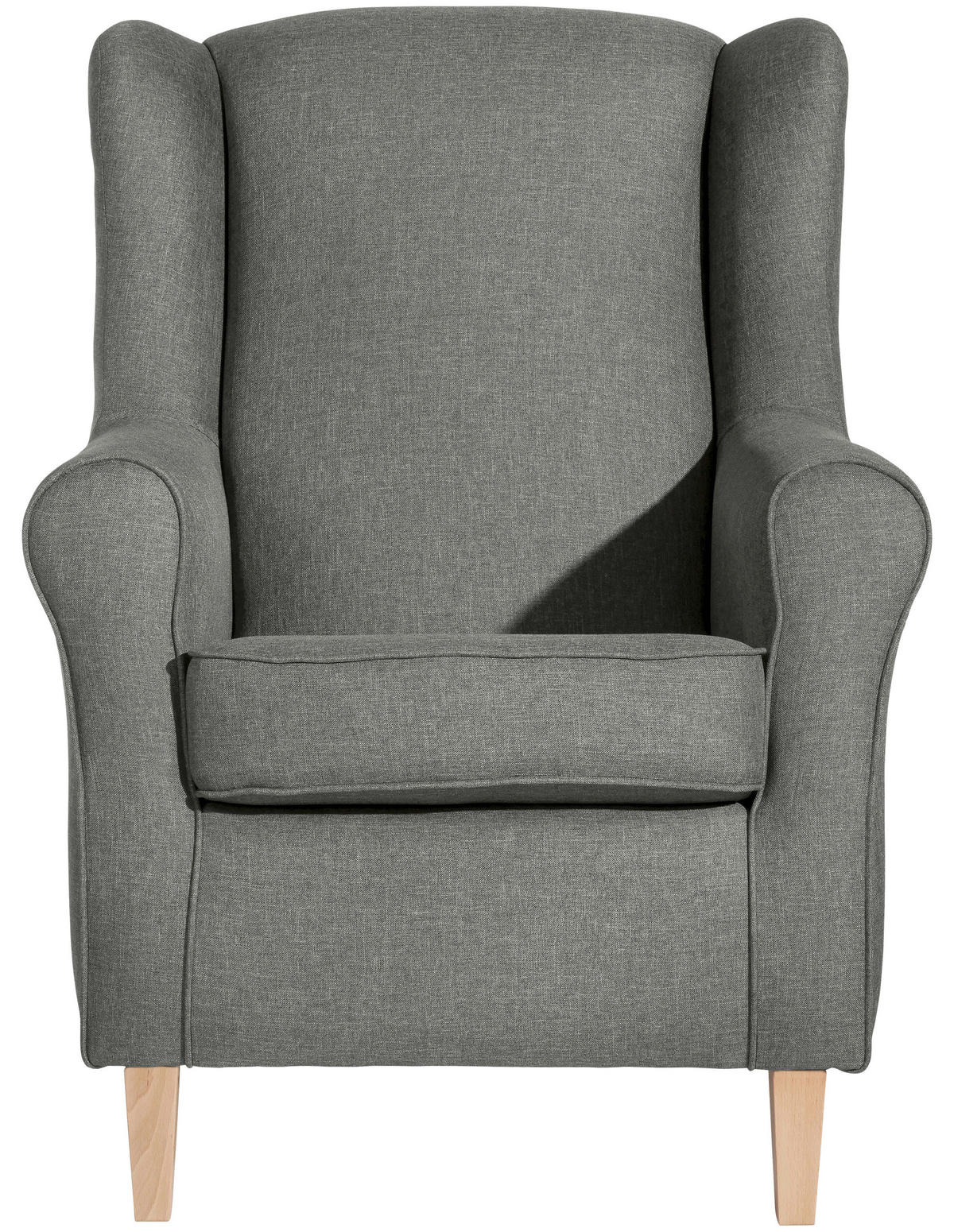 OHRENSESSEL in Flachgewebe Hellgrau  - Buchefarben/Hellgrau, Design, Holz/Textil (77/103/86cm) - Max Winzer