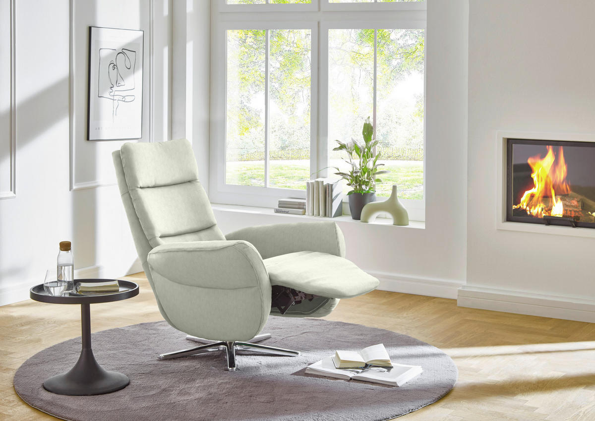 RELAXSESSEL Textil Weiss  - Chromfarben/Weiss, Design, Textil/Metall (78/113/83cm) - Beldomo Speed