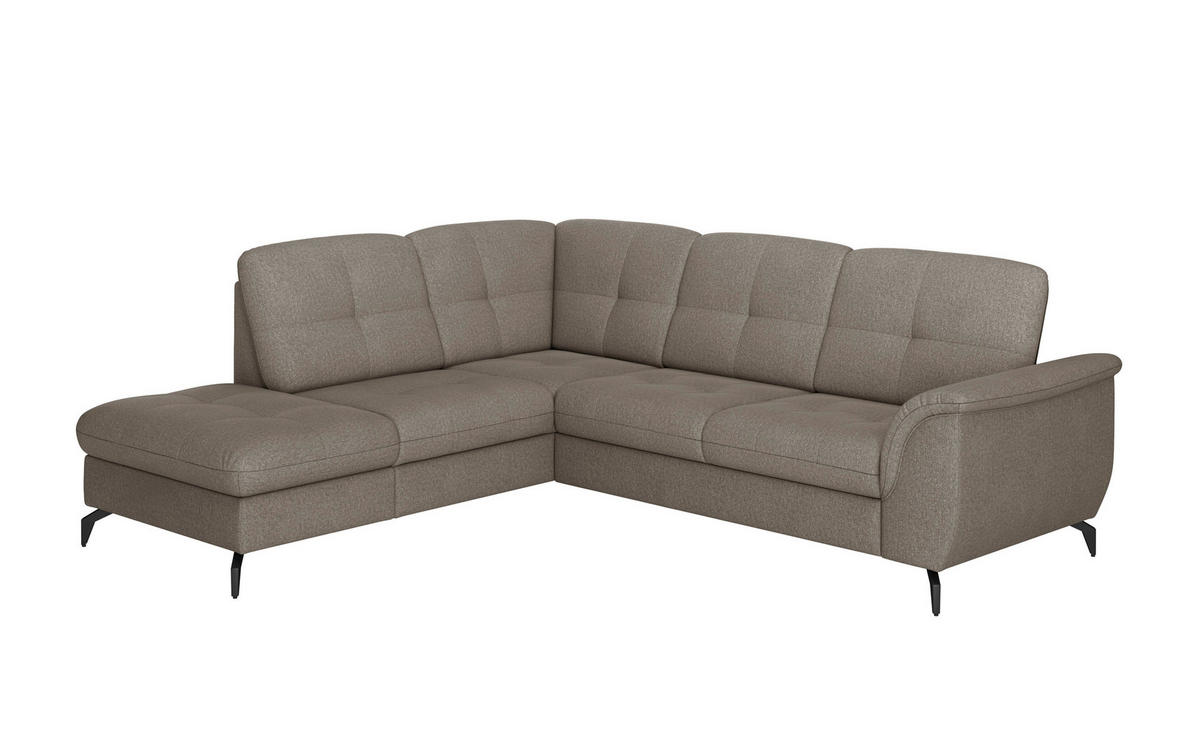 ECKSOFA ZORA E Schlammfarben Flachgewebe  - Schlammfarben/Schwarz, MODERN, Textil/Metall (212/244cm) - Sit & More