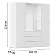 DREHTÜRENSCHRANK  in Weiß  - Weiß, Design, Glas/Holzwerkstoff (201/223/60cm) - Novel