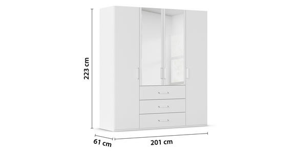 DREHTÜRENSCHRANK  in Weiß  - Weiß, Design, Glas/Holzwerkstoff (201/223/60cm) - Novel