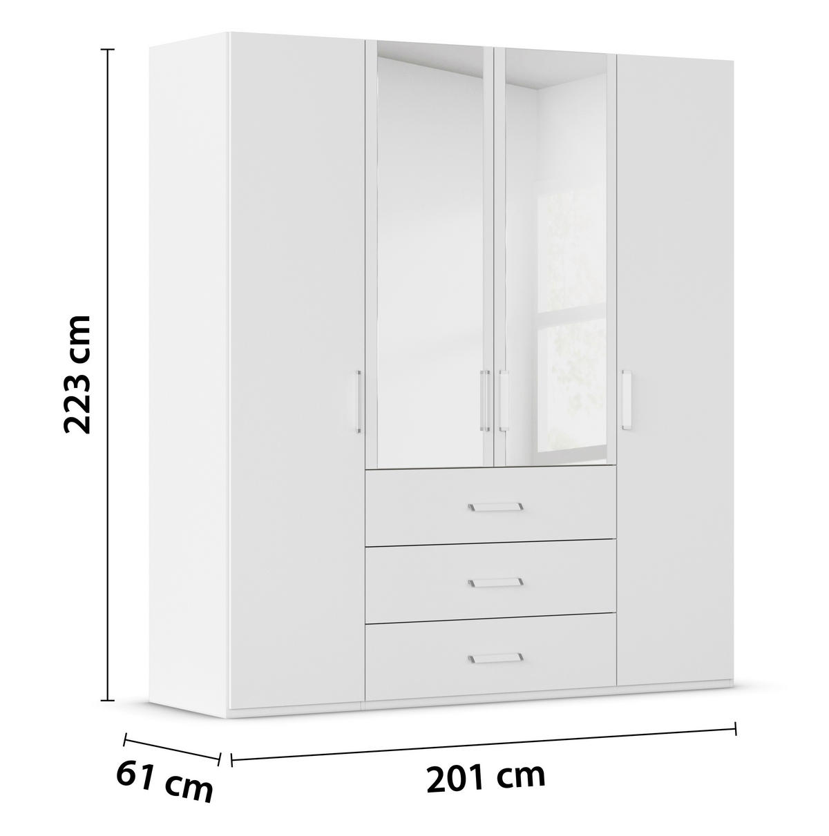 DREHTÜRENSCHRANK 201/223/60 cm 4-türig Weiß  - Weiß, Design, Glas/Holzwerkstoff (201/223/60cm) - Novel
