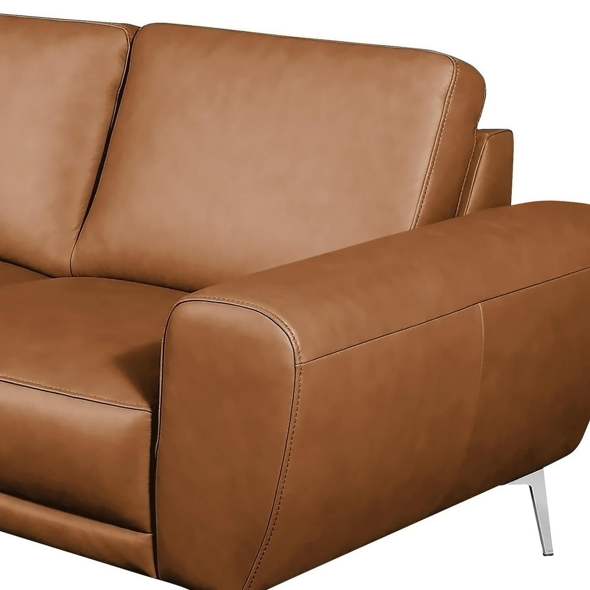2-SITZER-SOFA in Echtleder Cognac  - Chromfarben/Cognac, Design, Leder/Metall (177/85/92cm) - Livetastic