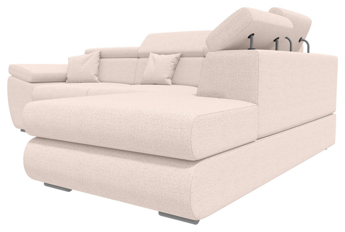 ECKSOFA Creme Struktur  - Chromfarben/Creme, KONVENTIONELL, Kunststoff/Textil (282/205cm) - Carryhome