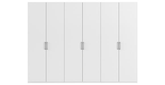 DREHTÜRENSCHRANK 301/235/61 cm,  in Weiß, 6-türig  - Edelstahlfarben/Weiß, Basics, Holzwerkstoff/Metall (301/235/61cm) - Novel