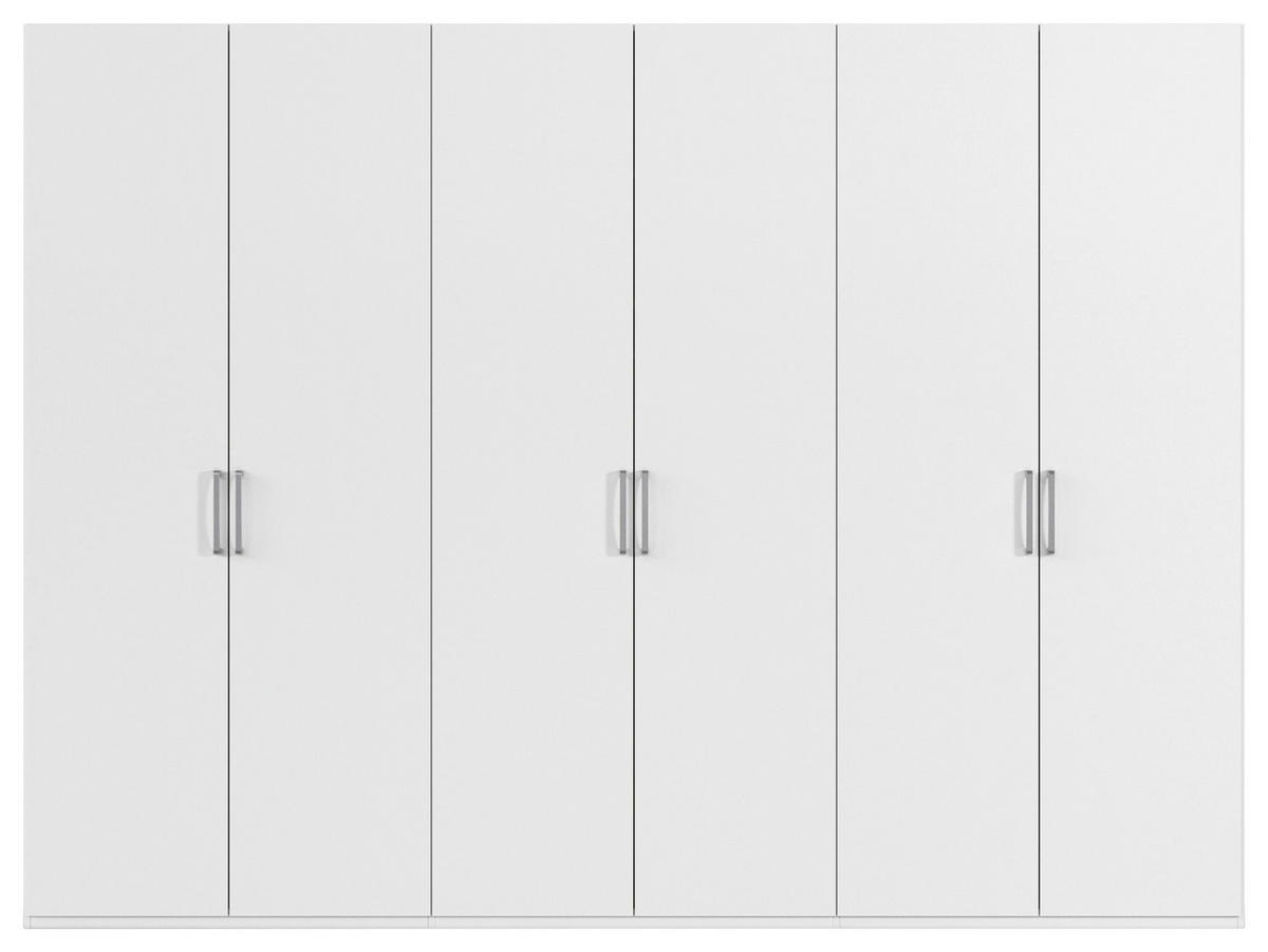 DREHTÜRENSCHRANK 301/223/61 cm,  in Weiß, 6-türig  - Edelstahlfarben/Weiß, Basics, Holzwerkstoff/Metall (301/223/61cm) - Novel
