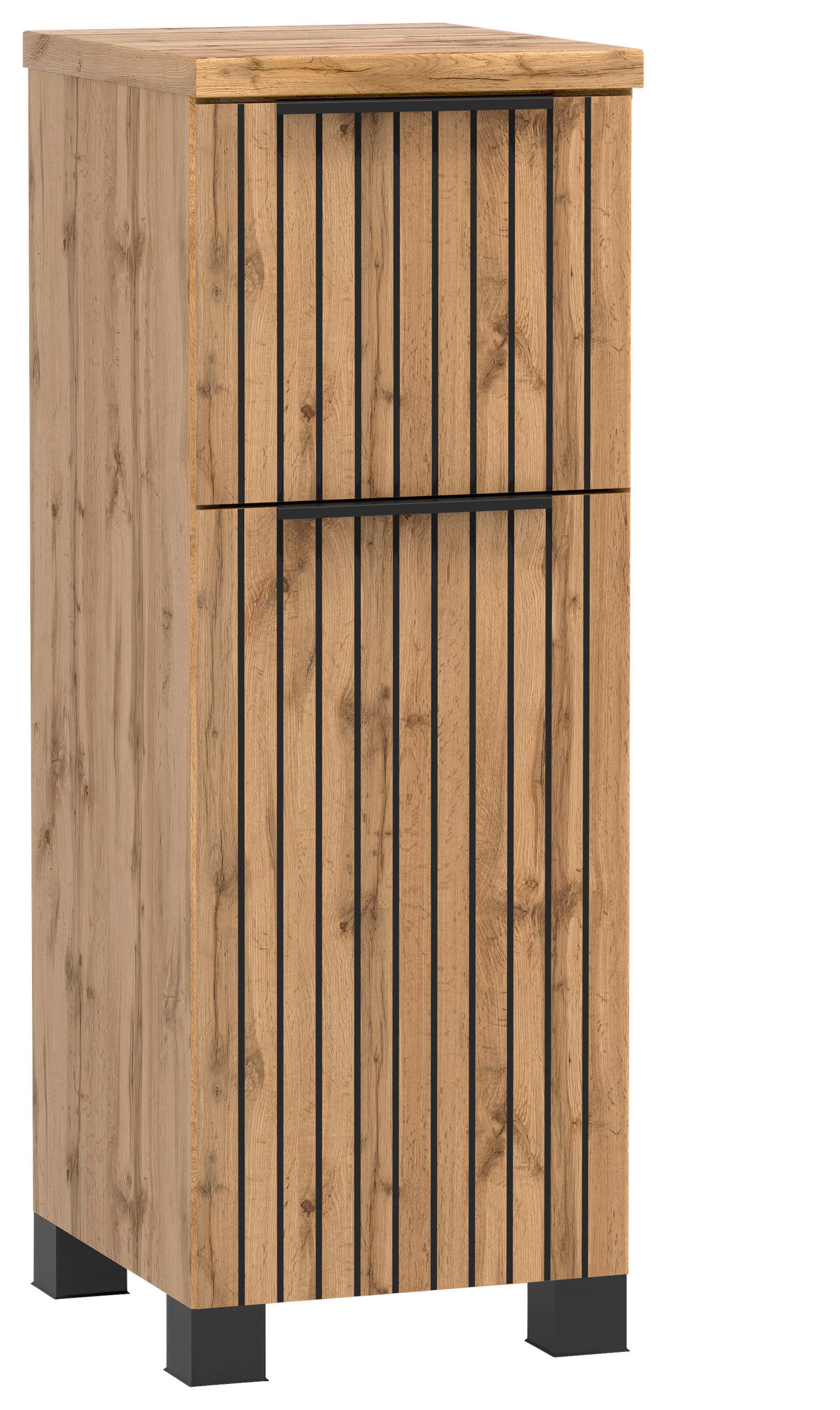 UNTERSCHRANK in - Eiche Wotan/Schwarz, Modern, Holzwerkstoff/Kunststoff (30/79/35cm) - Held
