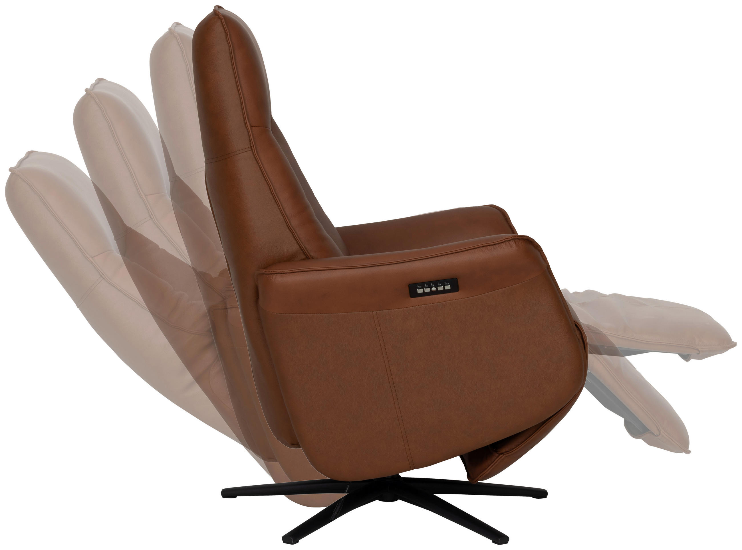 RELAXSESSEL Lederlook Echtleder    - Schwarz/Kupferfarben, Design, Leder/Holz (79/110/83cm) - Livetastic