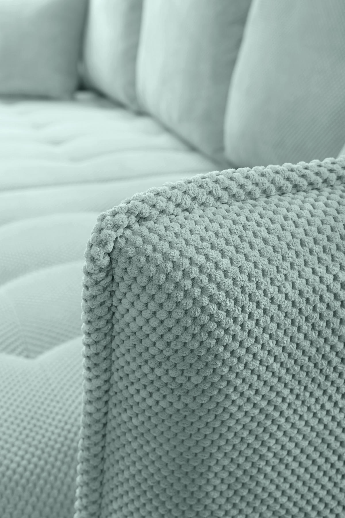 ECKSOFA in Chenille Mintgrün  - Schwarz/Mintgrün, Konventionell, Holz/Textil (290/160cm) - MID.YOU