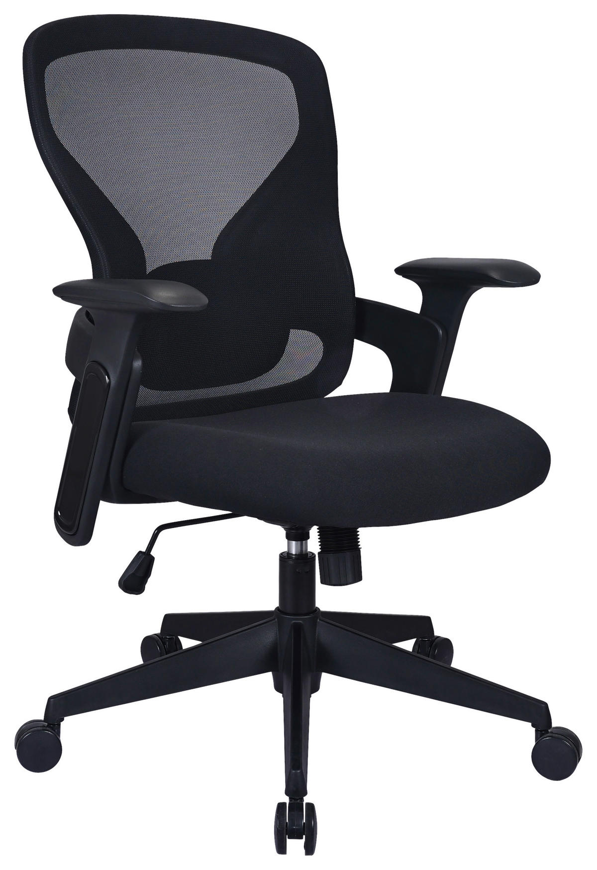 DREHSTUHL Netzbespannung, Webstoff Schwarz  - Schwarz, MODERN, Kunststoff/Textil (66/98-108/64cm) - Modante