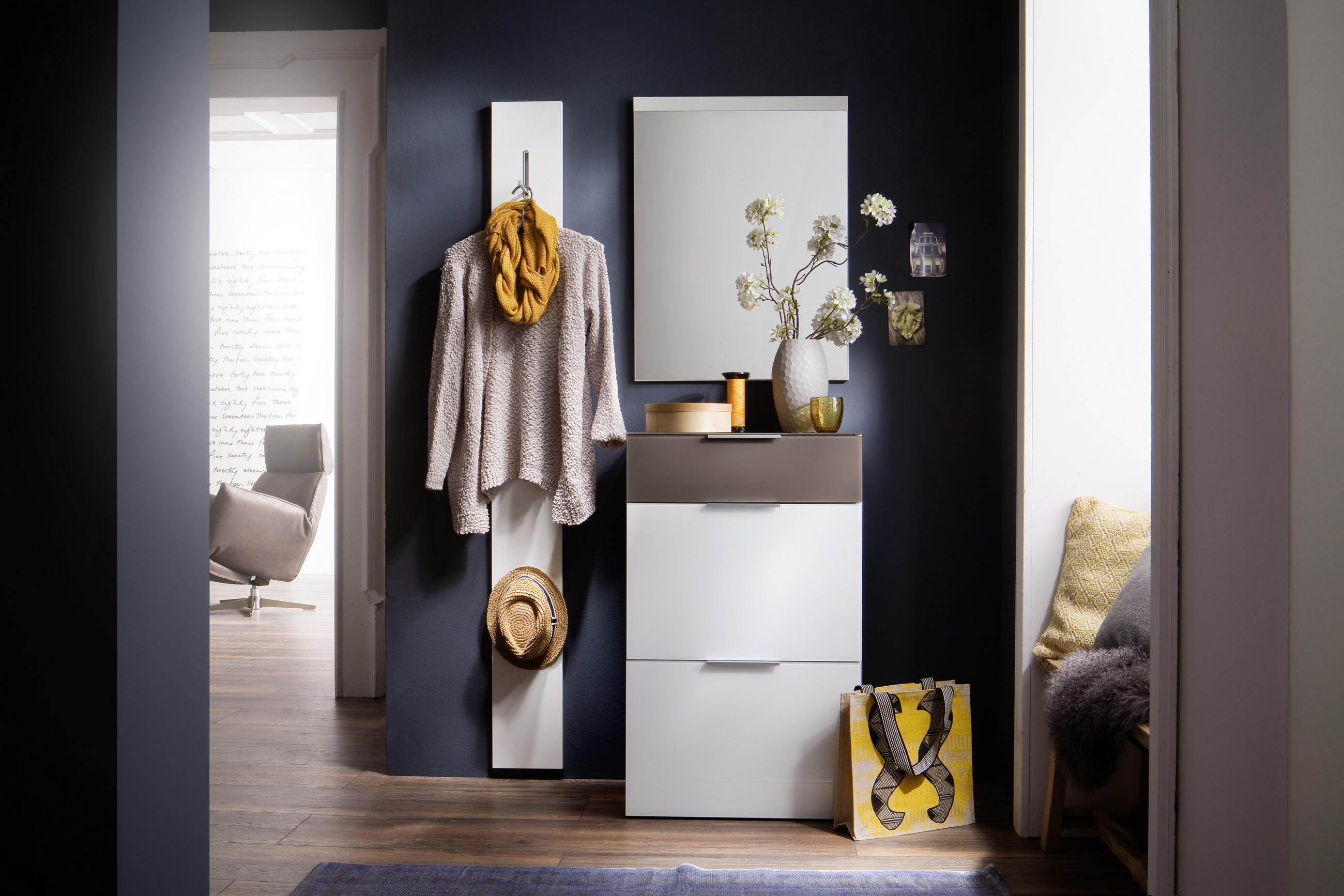 GARDEROBE Weiß - Weiß, KONVENTIONELL, Glas (95/200/36cm) - Cassando