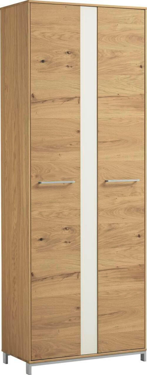 GARDEROBENSCHRANK 72/195/37 cm  - Edelstahlfarben/Eichefarben, Design, Glas/Holz (72/195/37cm)