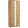 GARDEROBENSCHRANK  in 72/195/37 cm  - Edelstahlfarben/Eichefarben, Design, Glas/Holz (72/195/37cm)