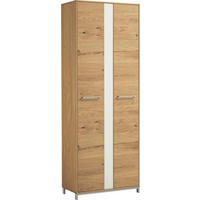 GARDEROBENSCHRANK  in 72/195/37 cm  - Edelstahlfarben/Eichefarben, Design, Glas/Holz (72/195/37cm)