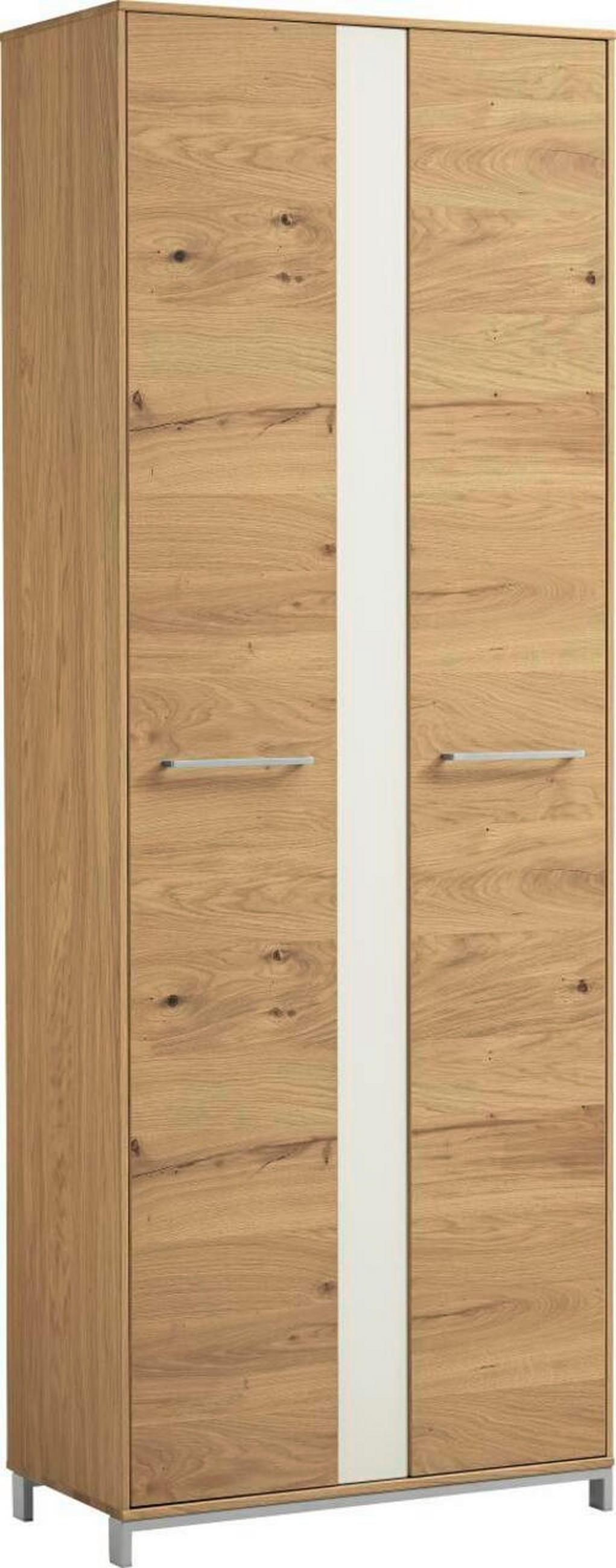 GARDEROBENSCHRANK  in 72/195/37 cm  - Edelstahlfarben/Eichefarben, Design, Glas/Holz (72/195/37cm)