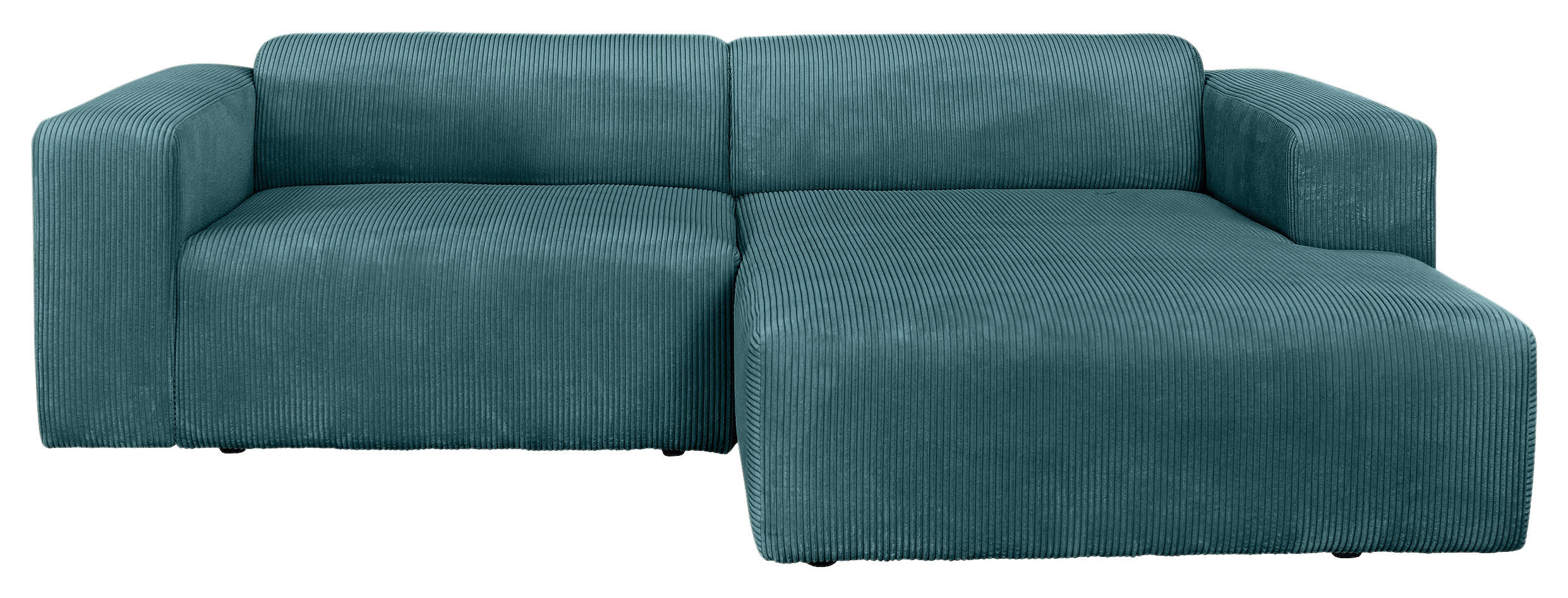 ECKSOFA BASMA in Cord Petrol  298/175 cm  - Petrol/Schwarz, Design, Kunststoff/Textil (298/175cm) - P & B