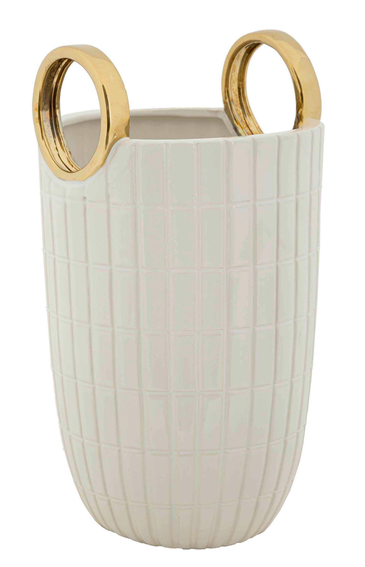 Vase Shopping  - Goldfarben/Weiß, Basics, Keramik (18/25/18cm)