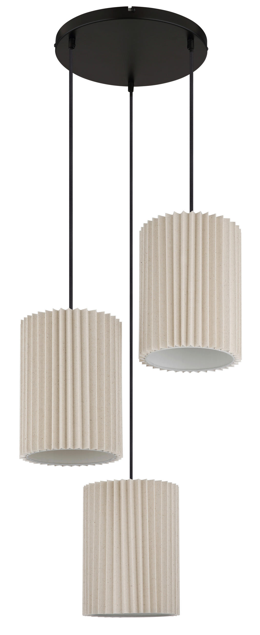 HÄNGELEUCHTE 46/120 cm    - Schwarz/Naturfarben, Basics, Textil/Metall (46/120cm) - Globo