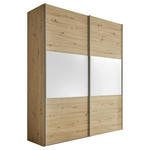 SCHWEBETÜRENSCHRANK 200/222/68 cm 2-türig Weiß, Eiche Artisan  - Alufarben/Eiche Artisan, Holzwerkstoff/Metall (200/222/68cm) - Moderano
