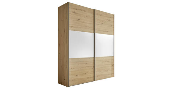 SCHWEBETÜRENSCHRANK 200/222/68 cm 2-türig Weiß, Eiche Artisan  - Alufarben/Eiche Artisan, Holzwerkstoff/Metall (200/222/68cm) - Moderano