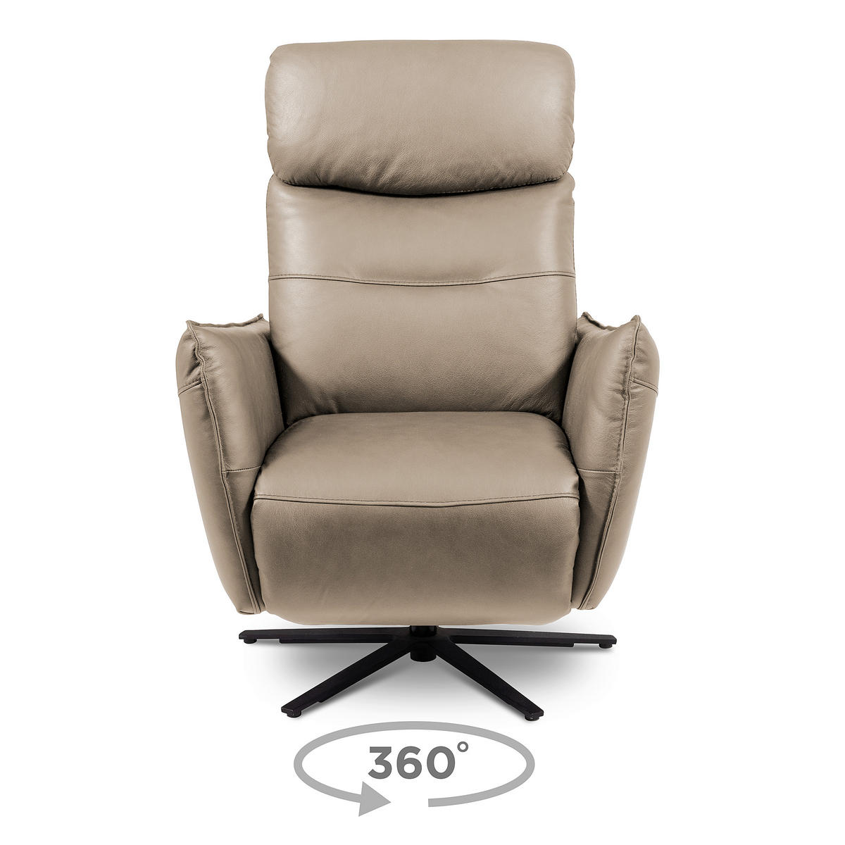 RELAXSESSEL in Leder Hellgrau  - Hellgrau/Schwarz, Design, Leder/Metall (77/107/88cm) - Livetastic