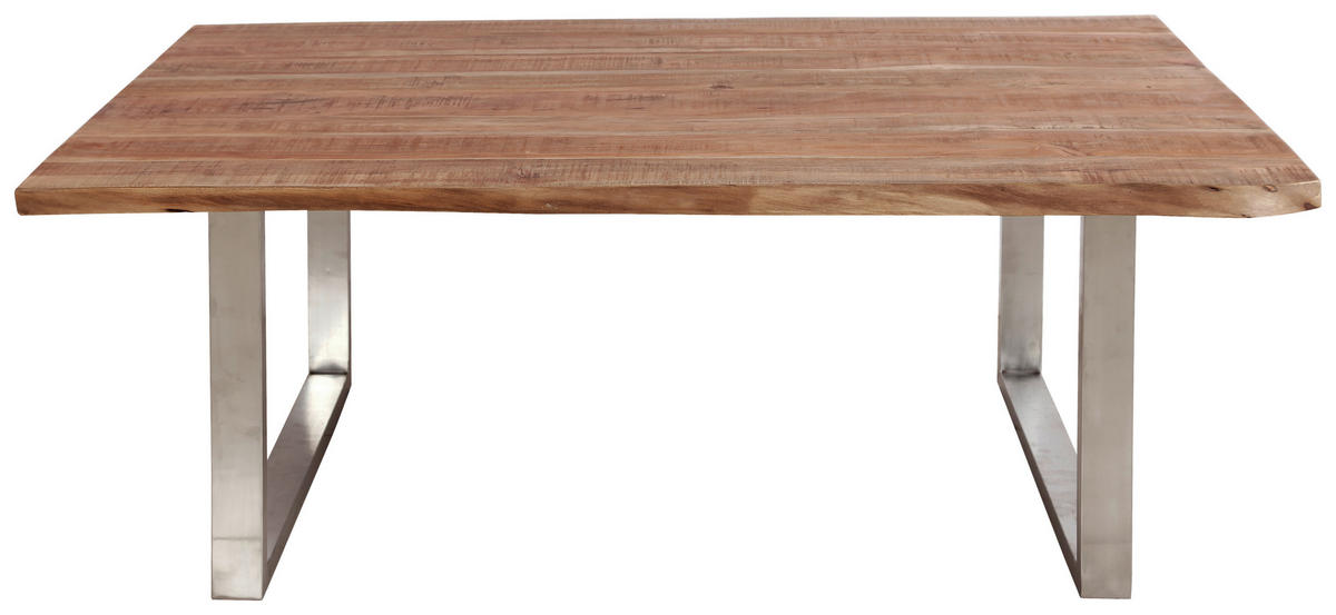 COUCHTISCH Akazie Hartholz 118/70/45 cm Akaziefarben, Edelstahlfarben  - Edelstahlfarben/Akaziefarben, Natur, Holz/Metall (118/70/45cm) - Landscape