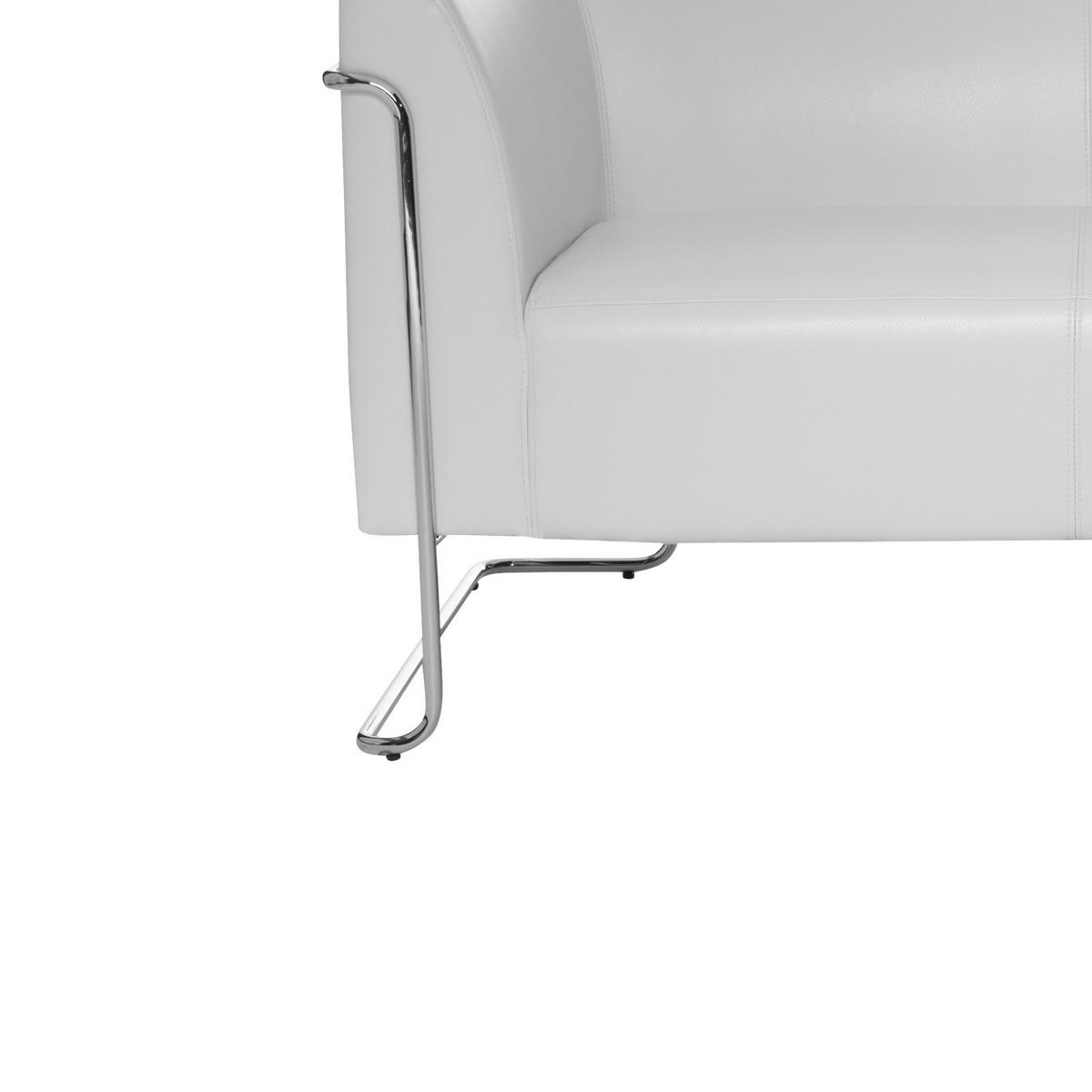 3-SITZER-SOFA in Lederlook Weiß  - Silberfarben/Weiß, MODERN, Textil/Metall (179/71/74cm) - MID.YOU