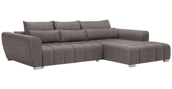 ECKSOFA in Webstoff Hellbraun  - Hellbraun/Silberfarben, MODERN, Kunststoff/Textil (304/218cm) - Carryhome