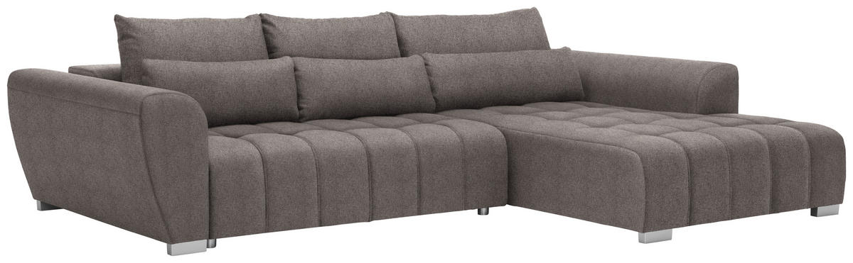 ECKSOFA in Webstoff Hellbraun  304/218 cm  - Hellbraun/Silberfarben, MODERN, Kunststoff/Textil (304/218cm) - Carryhome