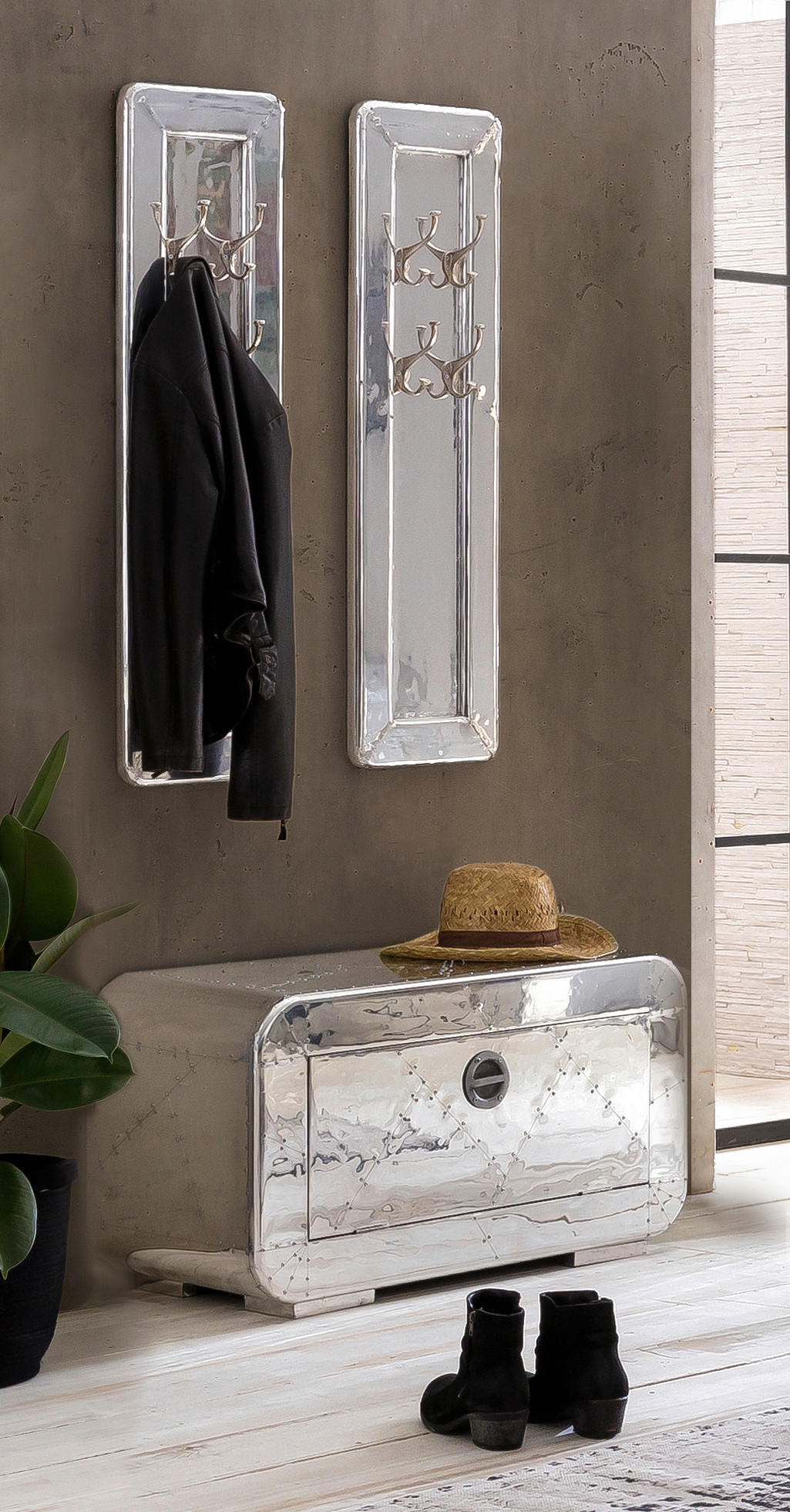 GARDEROBE 3-teilig  in 85/155/40 cm  - Silberfarben, Design, Holz/Holzwerkstoff (85/155/40cm) - MID.YOU