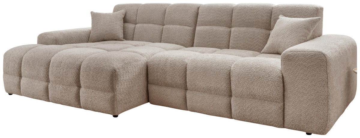 ECKSOFA in Bouclé Beige  - Beige/Schwarz, Modern, Kunststoff/Textil (152/301cm) - Livetastic