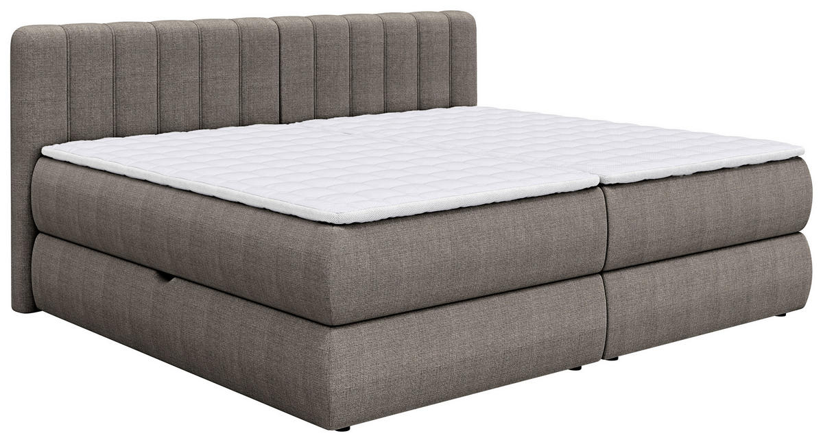 BOXSPRINGBETT 200/200 cm  in Taupe  - Taupe/Schwarz, Design, Kunststoff/Textil (200/200cm) - Chameo