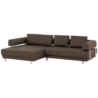 ECKSOFA in Echtleder Braun  - Braun, Design, Leder/Metall (188/307cm)