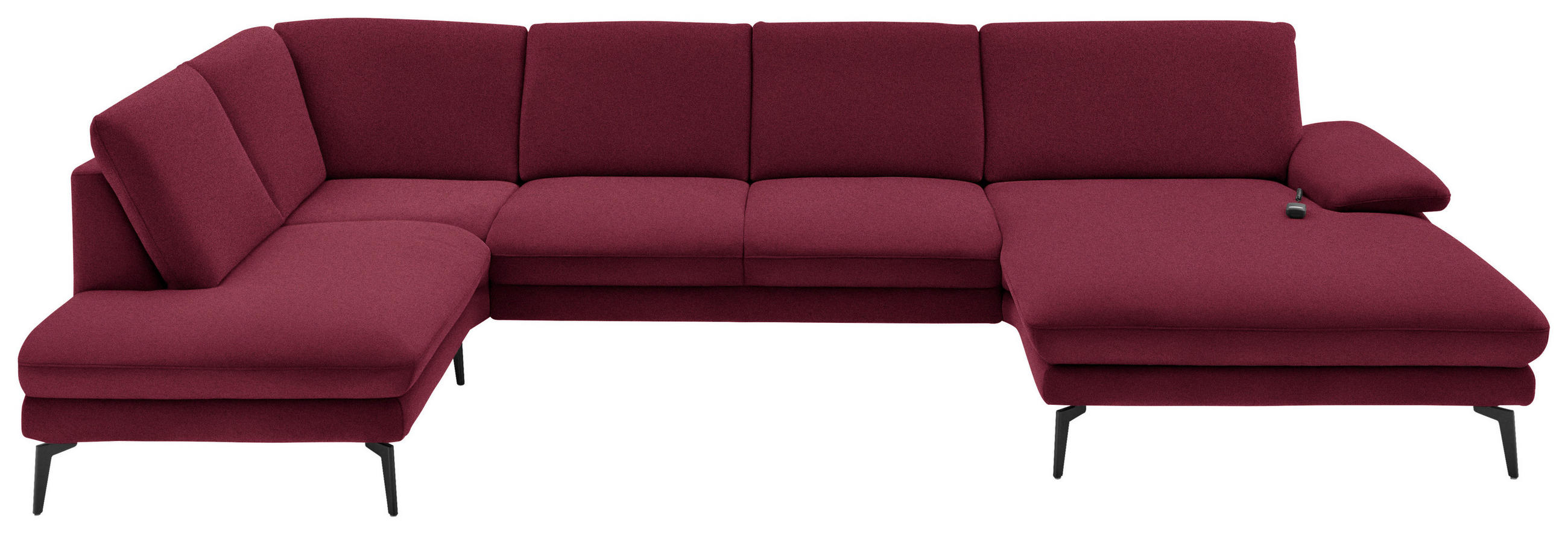 WOHNLANDSCHAFT in Webstoff Rot, Bordeaux  - Bordeaux/Rot, Design, Textil/Metall (208/344/180cm) - Dieter Knoll