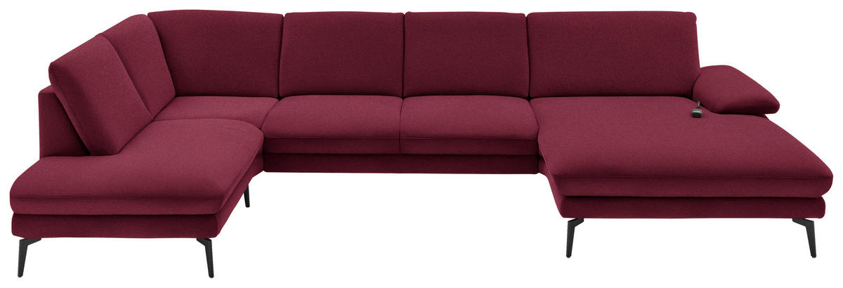 WOHNLANDSCHAFT Rot, Bordeaux Webstoff  - Bordeaux/Rot, Design, Textil/Metall (208/344/180cm) - Dieter Knoll