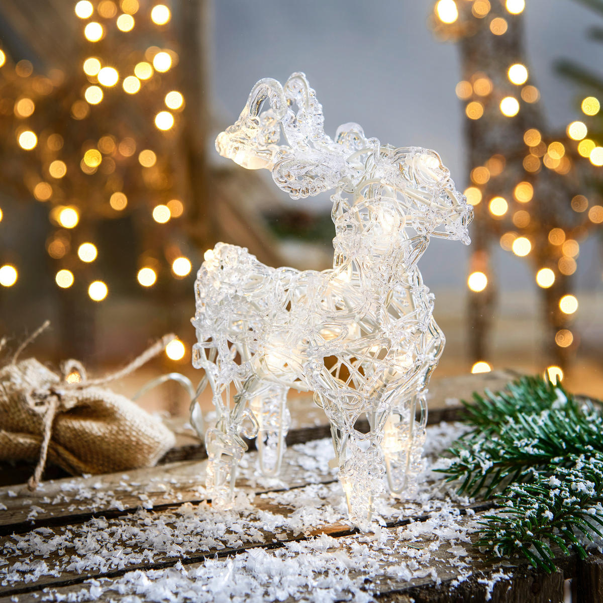 LED DÍSZLÁMPA - áttetsző/fehér, Lifestyle, műanyag/fém (13/20cm) - X-Mas