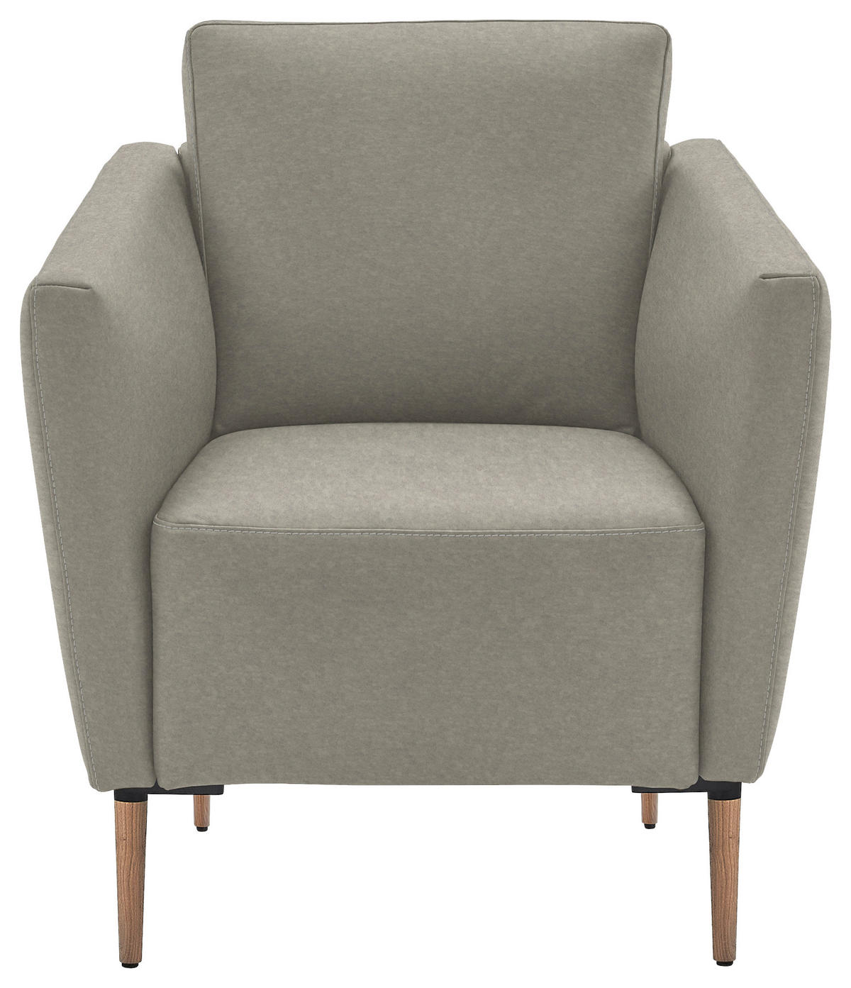 SESSEL in Echtleder Hellgrau  - Eichefarben/Beige, Natur, Leder/Holz (75/84/76cm) - Valnatura