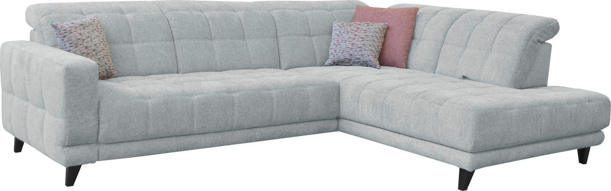 ECKSOFA in Webstoff Hellgrau  - Hellgrau/Schwarz, Design, Holz/Textil (302/216cm) - Xora