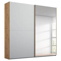 SCHWEBETÜRENSCHRANK in Grau, Eichefarben  - Eichefarben/Grau, Trend, Glas/Holzwerkstoff (201/223/68cm) - Stylife