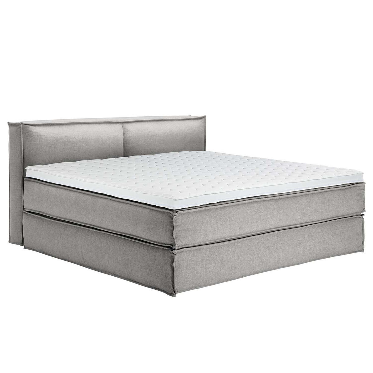 BOXSPRINGBETT 200/200 cm  in Hellgrau  - Hellgrau/Schwarz, Design, Textil (200/200cm) - home24