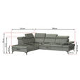 ECKSOFA Greige Flachgewebe Rücken echt, Kopfteilverstellung, Sitzvorzug  - Greige/Schwarz, MODERN, Textil/Metall (210/258cm) - Landscape