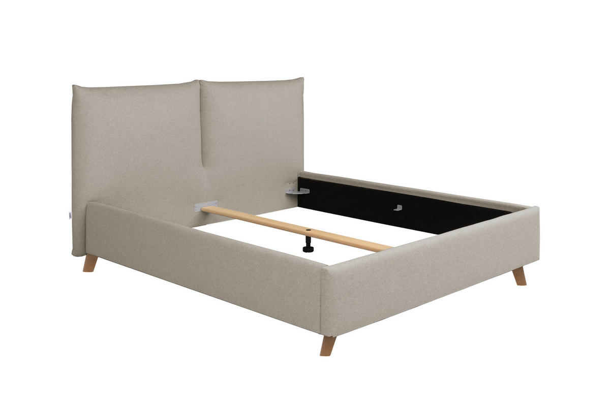 POLSTERBETT 180/200 cm,  in Beige,  - Eichefarben/Beige, KONVENTIONELL, Holz/Textil (180/200cm) - Tempur