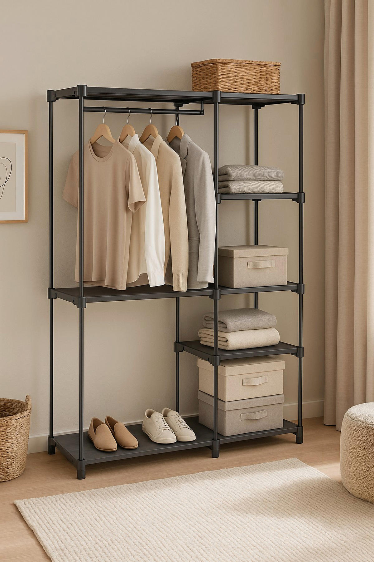 GARDEROBE  in  - Schwarz, Design, Kunststoff/Metall (44/111/167cm) - MID.YOU