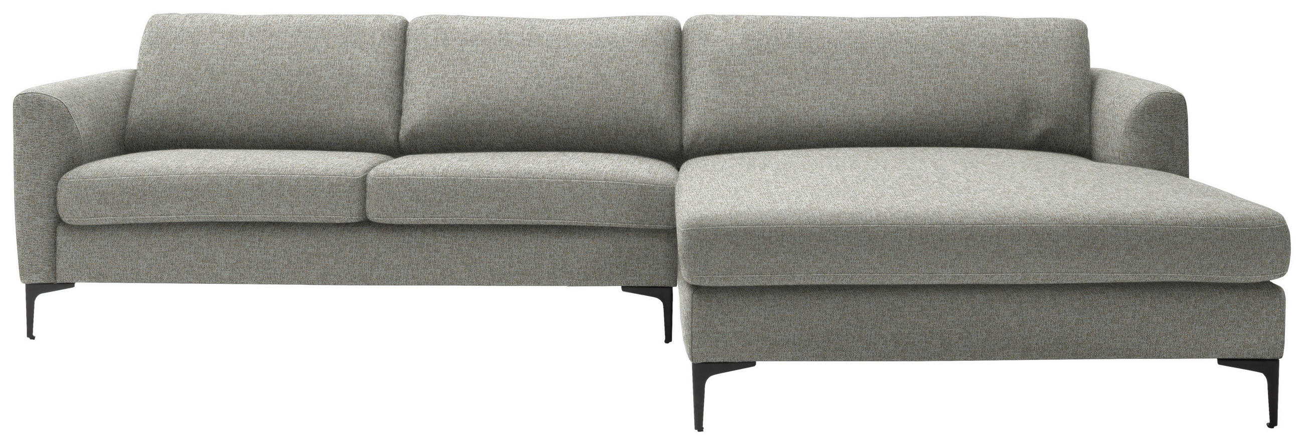 ECKSOFA in Flachgewebe Taupe  310/195 cm  - Taupe/Schwarz, Design, Textil/Metall (310/195cm) - Schöner Wohnen