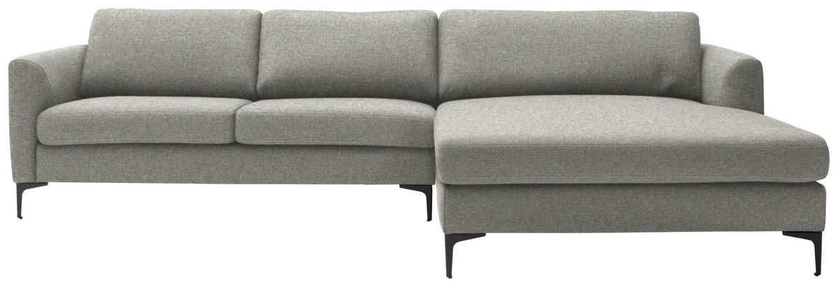 ECKSOFA in Flachgewebe Taupe  310/195 cm  - Taupe/Schwarz, Design, Textil/Metall (310/195cm) - Schöner Wohnen
