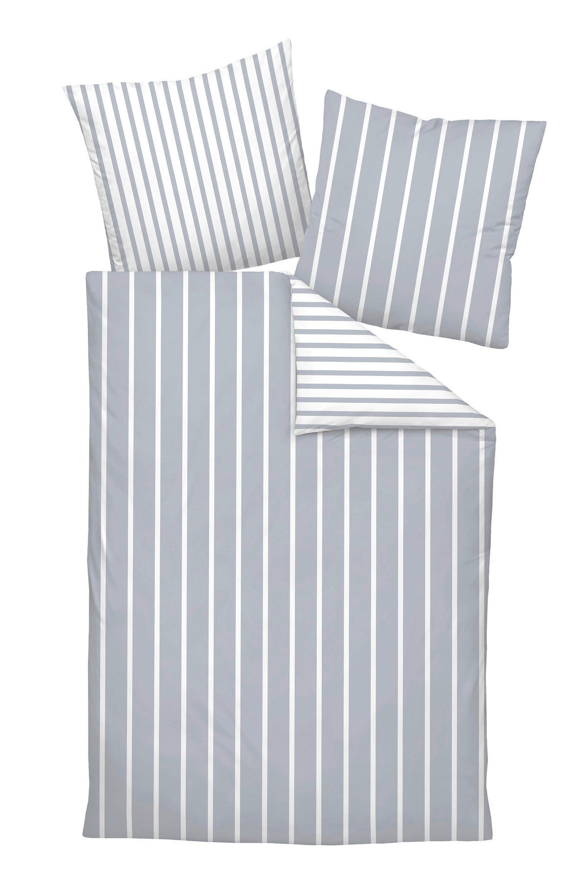 BETTWÄSCHE GENTANO Makosatin 155/200 cm  - Platinfarben/Weiß, Design, Textil (155/200cm) - Janine