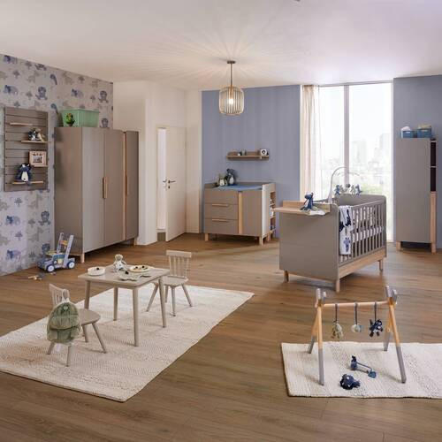 OTROŠKA OMARA ZA OBLAČILA Nomi 140/195/51 cm - rjavosiva/hrast sonoma, Trend, leseni material (140/195/51cm) - Jimmylee