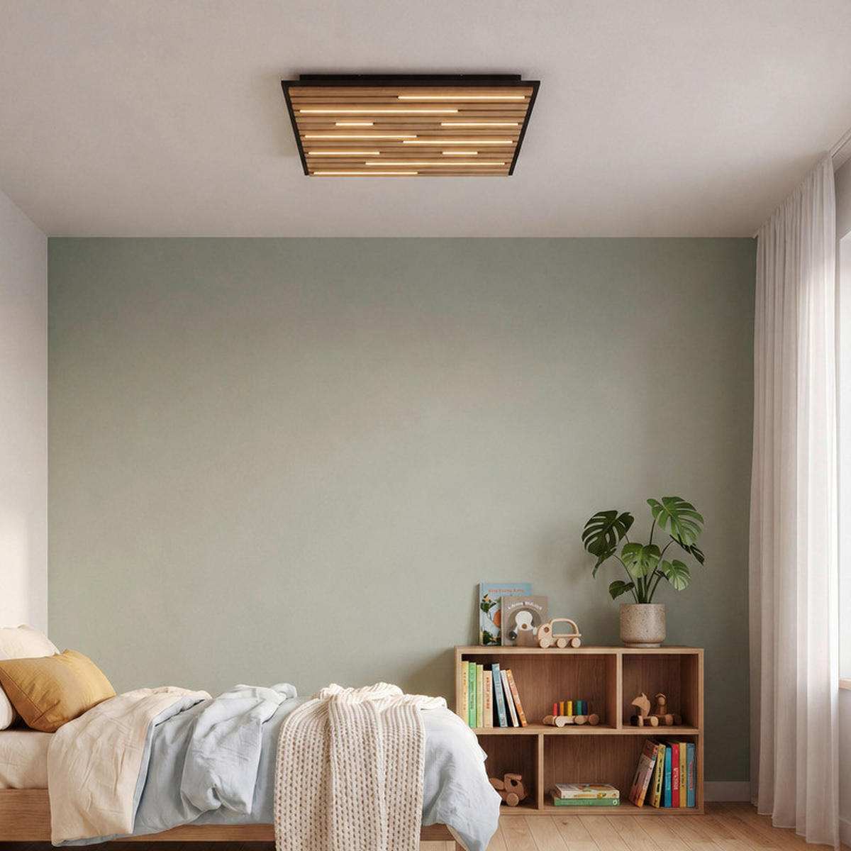 LED-DECKENLEUCHTE Akustik  Smart 62/62/6 cm   - Eichefarben, Natur, Holz/Metall (62/62/6cm) - Paul Neuhaus